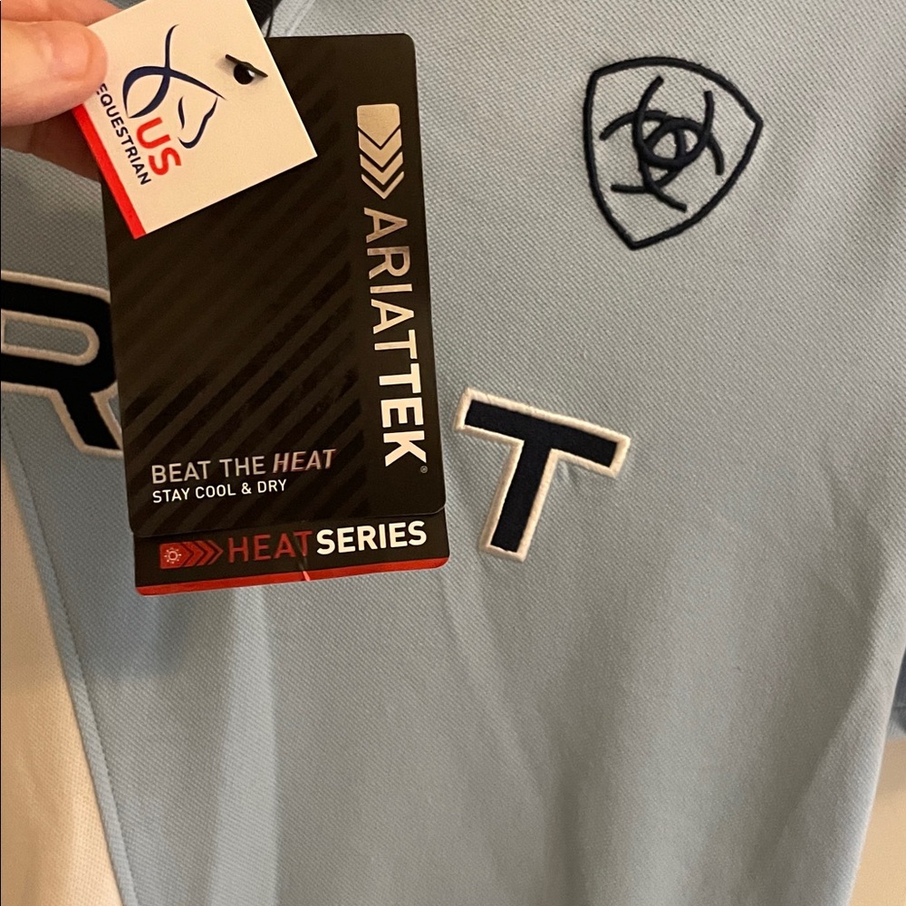 Ariat Womens Light Blue and Gray Polo Shirt - Picture 7 of 7